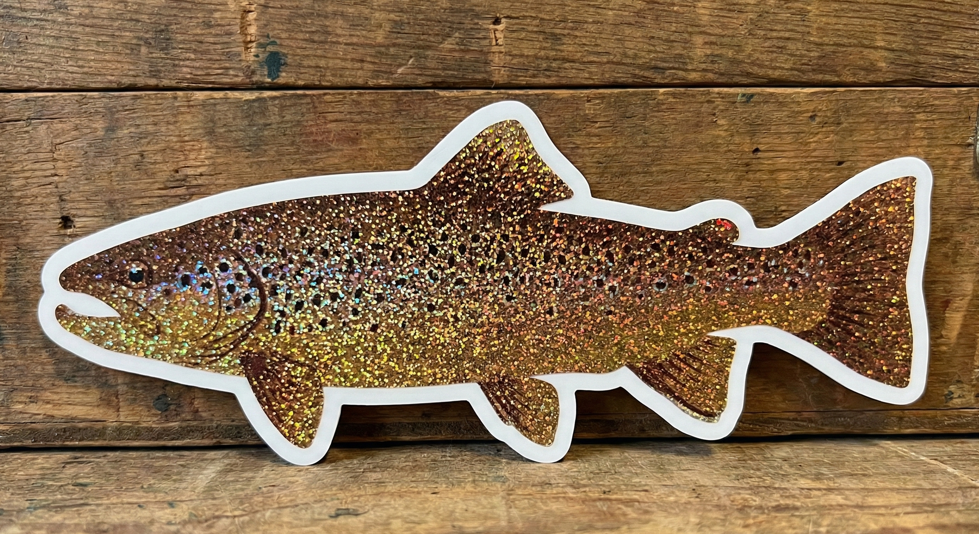 Brown Trout Printed on Glitter Vinyl