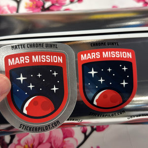 Chrome Stickers, Matte finish on left, gloss finish on right
